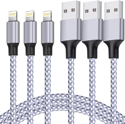 iPhone Charger, Lightning Cable 3PACK 6FT MFi Certified USB Charging Cord | Nylon Braided High Speed Transfer Cable Compatible with iPhone 14 Pro Max/13 Pro/12/11/XS MAX/XR/XS/X/8/iPad Pro Mini Air