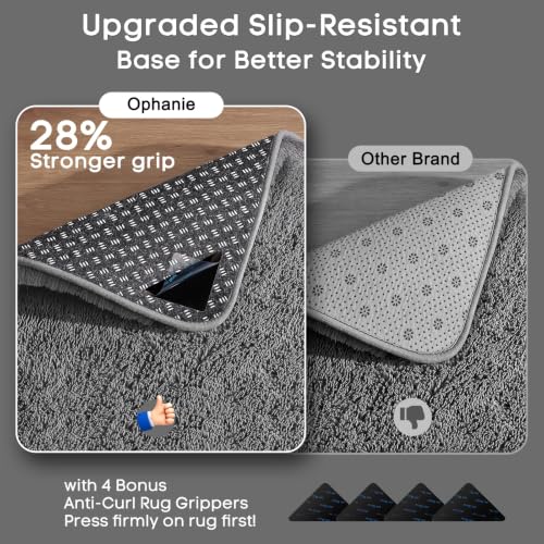 Ophanie Area Rugs for Living Room Bedroom, Washable Non-Slip Fluffy Soft Grey Shag Carpet, Indoor Floor Gray 4x6 Fuzzy Shaggy Living Room Plush Rug for Kids Home Dorm Decor Aesthetic