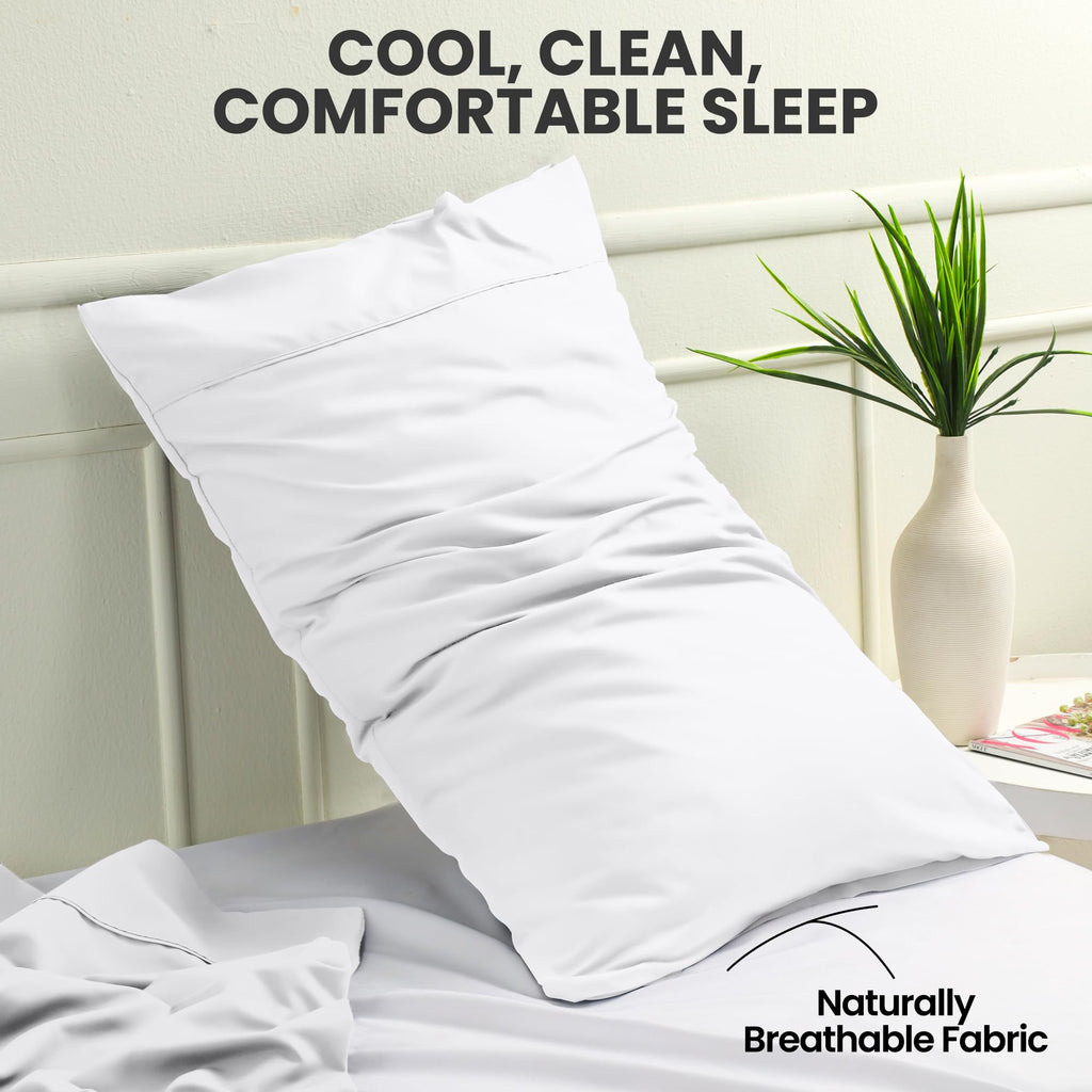 Pillow Covers Queen Size Set of 4, Soft and Comfy Pillow Cases, White | Hotel-Style Comfort, Extra Soft With Envelop Closure for Kids, Women & Men