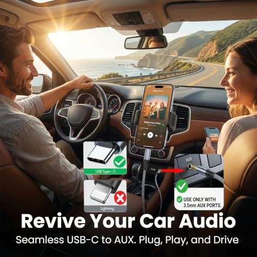 MORELECS USB C to 3.5mm Audio Aux Cable 3.3FT - Aux to USB C for Car Stereo | Aux Cord to USB C for iPhone 18/17/16/15, iPad, Galaxy S26/S25, Pixel, Laptop Perfect for Car, Speakers, Headphone