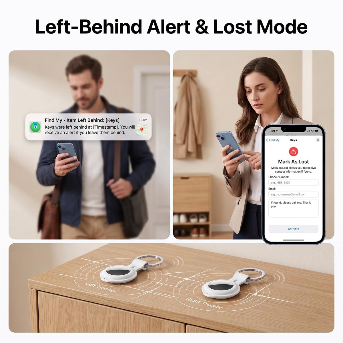 2 Pack Bluetooth Tracker Tags Works with Apple Find My(iOS Only) Key Finder | [Apple MFi Certified] Global Tracking 2 Years Replaceable Battery Waterproof Item Locator for Bags Pets Dogs Luggages Wallet