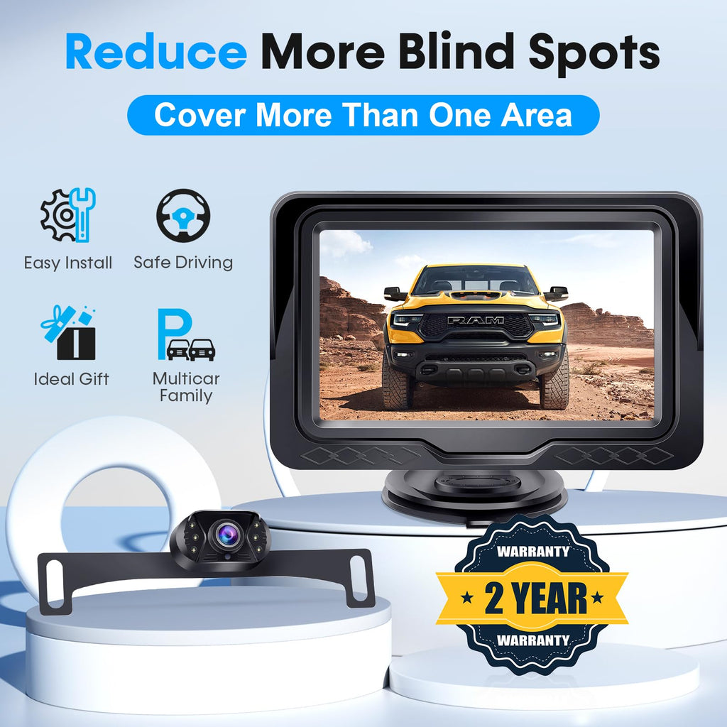 HD 1080P Backup Camera Plug & Play: Fast 60FPS Smooth Real-Time Clear View | 25-Minute Easy to Install, Monitor Easy Setup, Bright and Clear Night Vision, Dustproof & Weatherproof for Cars Trucks SUVs