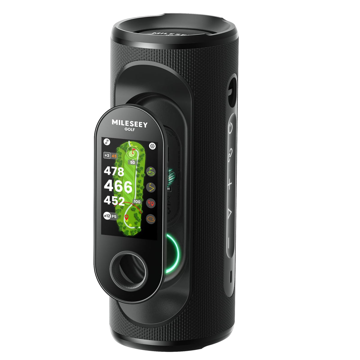 MILESEEY GeneSonic Pro Golf GPS Speaker with 43K+ Courses No-Subscription | Detachable GPS Handheld Rangefinder, MagLock, Color Touchscreen, Visual & Audible Yards, Layup/FCB/Hazard, 15H Battery, IP67