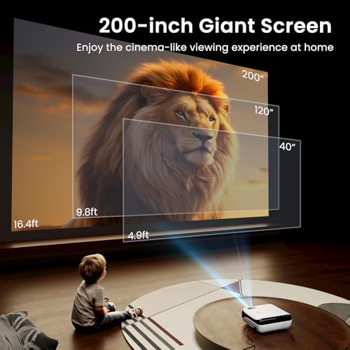 HAPPRUN Native 1080P Bluetooth Projector - Standard | Native 1080P • Mini & Portable • Easy Setup • Built-in Speaker • HDMI for PC, Laptop & PS5