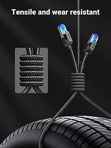 UGREEN Cat 8 Ethernet Cable 6FT, High Speed Braided 40Gbps 2000Mhz Network Cord Cat8 RJ45 Shielded Indoor Heavy Duty LAN Cables Compatible with Gaming PC PS5 PS4 PS3 Xbox Modem Router 6FT