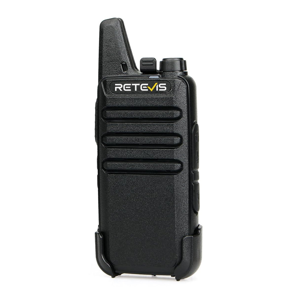Retevis RT22 Commercial FRS Walkie Talkies Rechargeable Long Range (6 Pack) | Slim & Lightweight 2 Way Radio, For K-12 & Retail, Comfortable for All-Day Wear, Loud & Clear Audio, Charge 6 Radios At Once