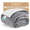 Bedsure GentleSoft Sherpa Fleece Throw Blanket for Couch, Non-Heated, Thick & Warm Cozy Comfort Christmas Blanket for Winter Fall, Soft Fuzzy Plush Throw Gifts for Women and Men, Grey, 50x60 Inches