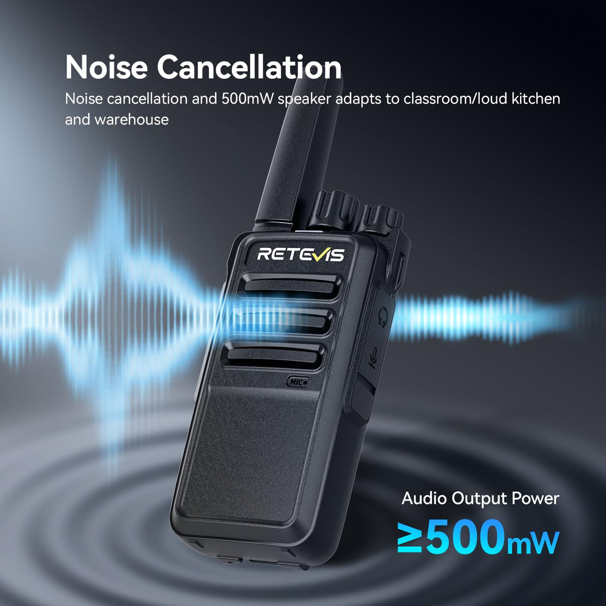 Retevis RT68 Business FRS Walkie Talkies Long Range with Earpieces 6 Pack | Rugged & Compact, License-Free, Powerful 500mW Speaker, 12-Hour Battery, Long-Term Supply, for Schools, Retail & Hospitality