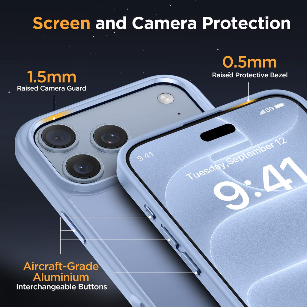 Miracase Magnetic for iPhone 18 Pro Case 6.3",Translucent Matte, Glacier | Compatible with MagSafe, Military-Grade Protection, Anti-Fingerprint, Rugged Shockproof Protective, Slim Thin Phone Case