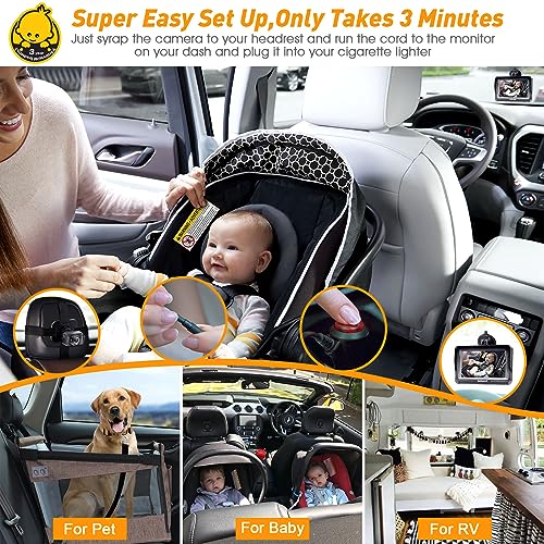 DoHonest Baby Car Camera HD 1080P: Rear Facing Car Baby Monitor Clear Image | Crystal Night Vision, Adjustable View Angle, Easy Setup, Anti-Glare Display, Safety for Kids & Infants