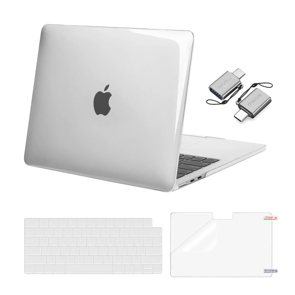 MOSISO Compatible with MacBook Air 13 inch Case M5 2026 M4 M3 M2 2025-2022 | A3449 A3240 A3113 A2681, Hard Shell&Keyboard Cover&Screen Film&Type C for MacBook Air 13.6 inch Case, Crystal Clear