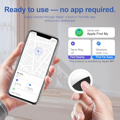 Air Tracker Tag 2 Pack [Apple MFi Certified] with Find My(iOS Only) | Key Finder with No App Needed, IP65 Waterproof, 365-Day Standby, Wallets Keys Bags Luggage Locator Tracker Tag