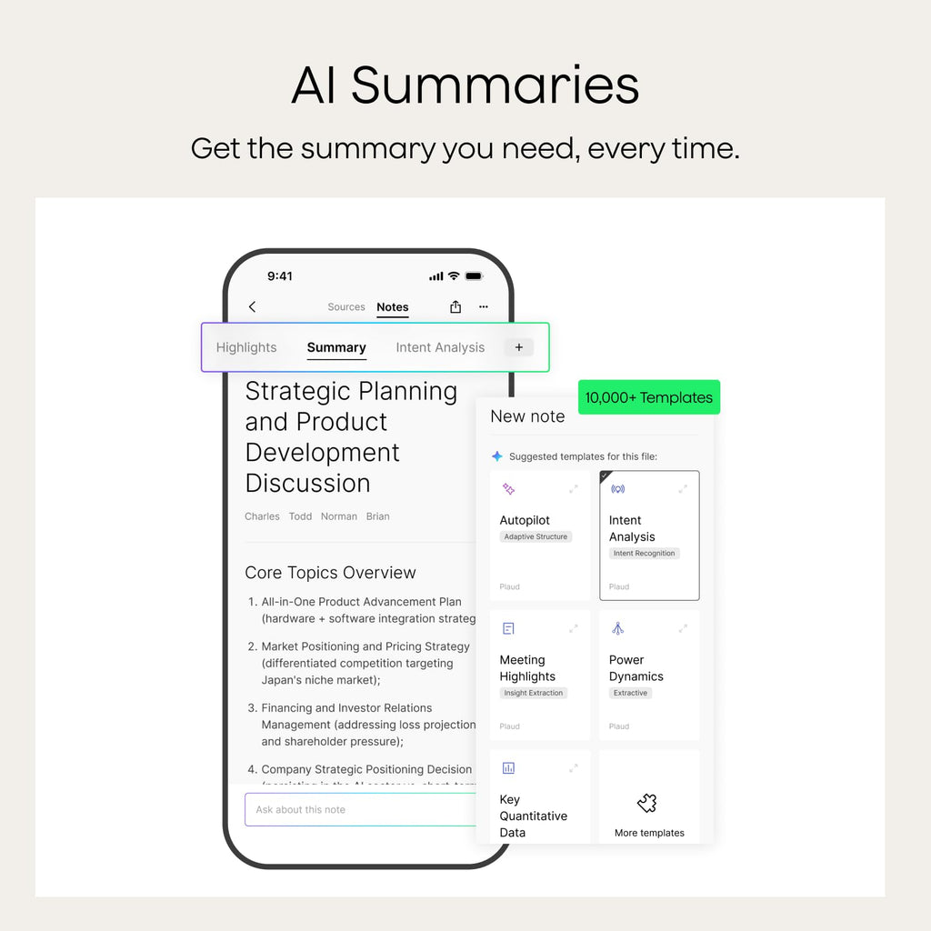 Plaud NotePin S Wearable AI Voice Recorder, Transcribe & Summarize, Black | AI Note Taker for Meetings Interviews, Professionals, Teams, 112 Languages, App Control, Find My, 4 Accessories