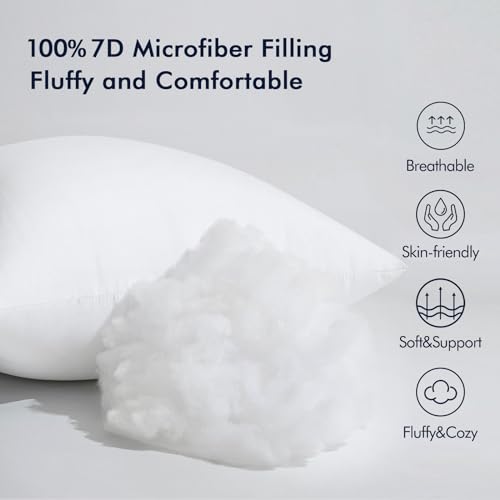 MIULEE 12x20 Pillow Insert, Throw Pillow for Couch Sofa Bed | Premium Virgin Filling, Soft Brushed Fabric, Rectangle Decorative Pillow,Lumbar Support