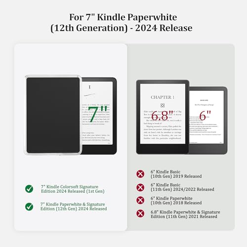 Vane Oak Back Panel Case for 7'' Kindle Paperwhite 12th Gen & Colorsoft | Compatible with PopSockets Grips, Attach Magnetic Accessories Freely, Clear TPU Edges, Lightweight, Black