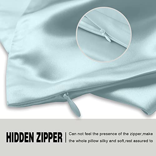 Suatien Mulberry Silk Pillowcase for Hair and Skin Standard Size, Haze Blue | Fits 20x26 Inches Pillows, Hypoallergenic, Smooth, Cooling Pillow Covers for Hot Sleepers with Hidden Zipper, Women Men Gift