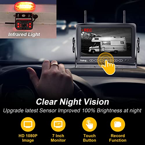 RV Backup Camera Wireless Plug and Play: Pre-Wired for Furrion Easy Install | 1080P HD Recording Wide View Rear View Camera Clear Night Vision Strong Signal 7'' Monitor for Trailer Camper Motorhome Yakry