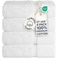 Chakir Turkish Linens 100% Cotton 4-Pack Bath Towels 27x54, White | Premium Cotton Turkish Bath Towels, Set Of 4 At 27x54, Oeko-Tex Certified, Soft Plush And Absorbent