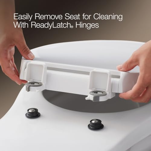 KOHLER Cachet ReadyLatch Elongated Slow Close Toilet Seat, White | 4636-RL-0, Quiet Lid, Contoured Grip-Tight Bumpers Installation Hardware, Apartment Essentials
