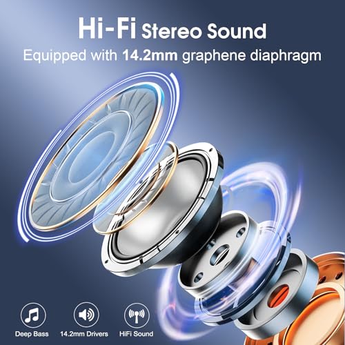 Wireless Earbuds 75H Bluetooth 5.4 Sport Headphones with Earhooks, Black | IPX7 Waterproof In-ear Buds Feature ENC Noise Cancelling Mic & Deep Bass. Stereo Sound Device for Gym Running Workout