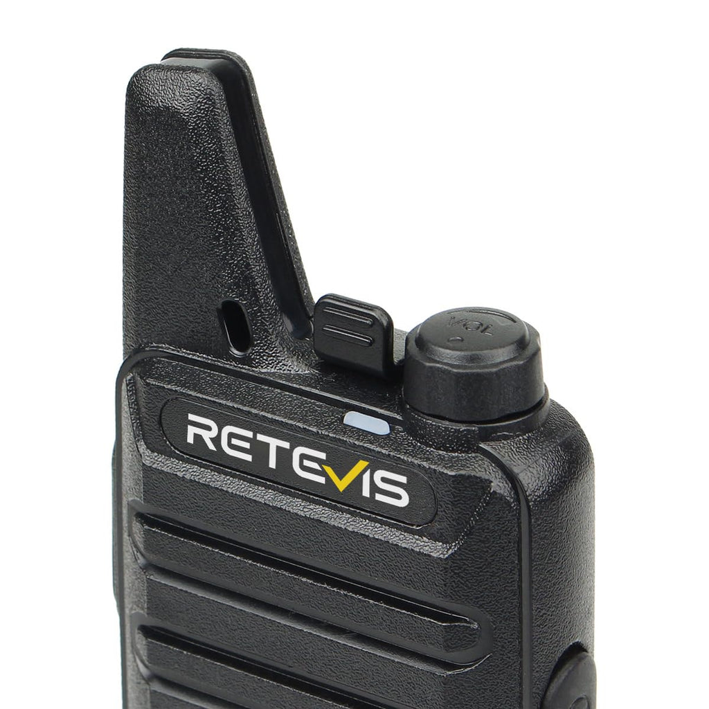 Retevis RT22 Commercial FRS Walkie Talkies Rechargeable Long Range (6 Pack) | Slim & Lightweight 2 Way Radio, For K-12 & Retail, Comfortable for All-Day Wear, Loud & Clear Audio, Charge 6 Radios At Once