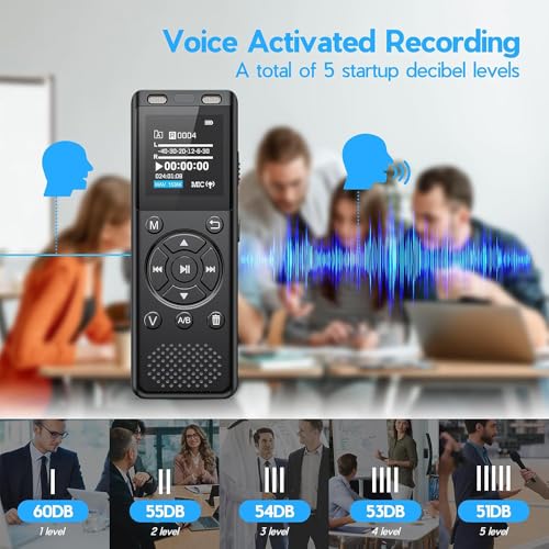 Tonfarb 64GB Digital Voice Recorder with Playback,Audio Recording Device | for Lectures Meeting/Classes/Interviews,Tape Recorder with Voice Activated,Password,Noise Reduction,A-B Repeat,MP3 Player Etc