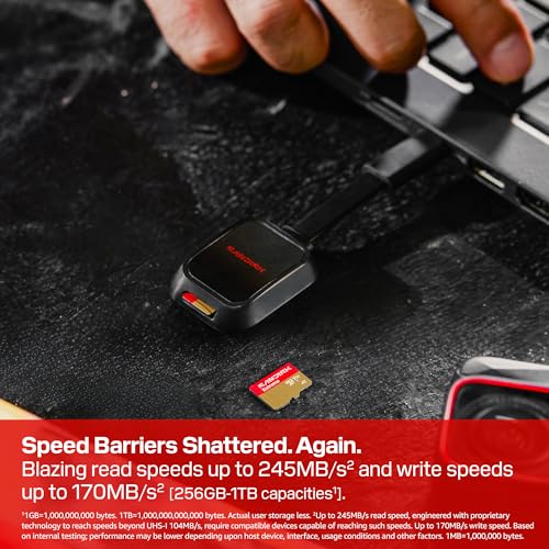 SANDISK 256B Extreme microSD Card + Adapter, Up to 245MB/s Read Speeds | UHS-I, V30, 5K & 4K UHD, U3, C10, A2, Up to 170MB/s Write Speeds, Ideal for Action Cams+Drones, Android- SDSQXH9-256G-GZ6MA