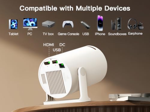 [Built-in Apps & 2026 Upgraded] Mini Projector with Wi-Fi 6 & Bluetooth 5.4, 1080P 4K Support Full HD, Auto Keystone 360° Portable Home Cinema Smart Projector for iOS/Android X1