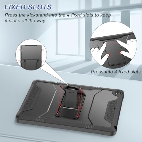Soke Case for iPad 9th/8th/7th Generation 10.2-Inch - Black | Built-in Screen Protector and Kickstand, Rugged Full Body Protective Cover for Apple iPad Gen 9/8/7 2021/2020/2019