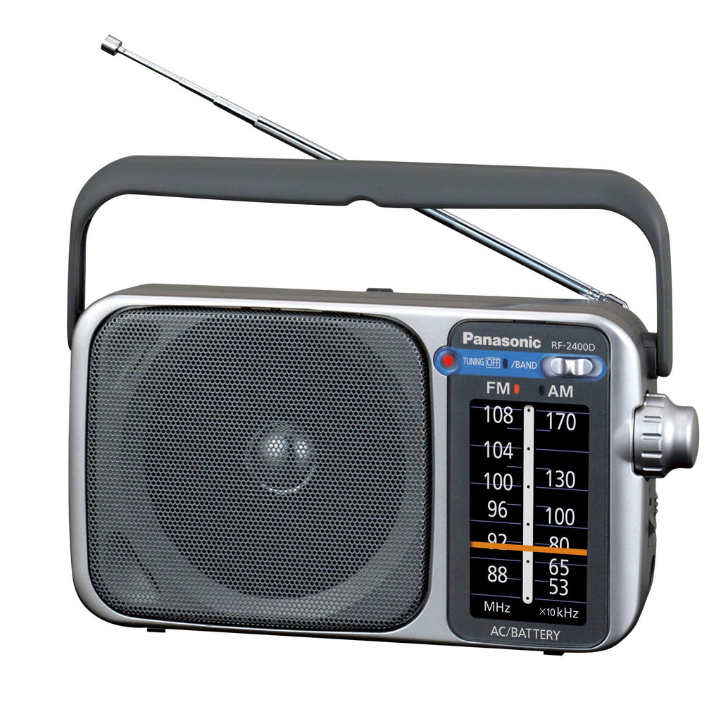 Panasonic Portable AM/FM Radio, Battery Operated Analog Radio, AC Powered, Silver (RF-2400D)