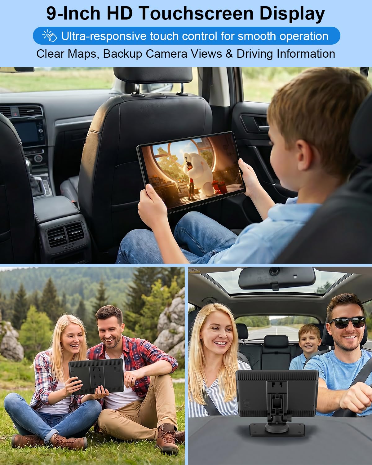 9" CarPlay Screen for Car, Wireless Apple CarPlay & Android Auto | with 1080P Backup Camera, Night Vision, Mirror Link, Voice Control, Bluetooth/FM/AUX Audio, Portable Touchscreen Display