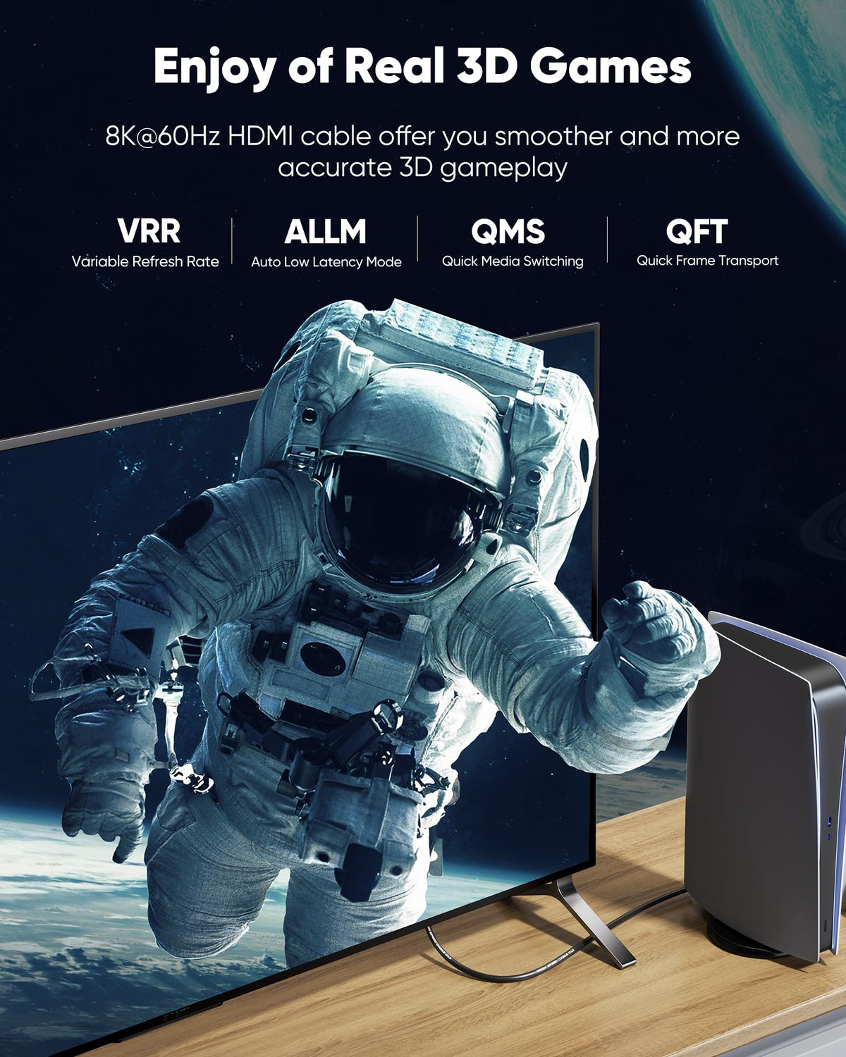 Highwings Long HDMI Cable 15 FT, 10K 8K 4K@240Hz Durable in-Wall CL3 Rated | Ultra High Speed HDMI 2.1 Cord, 48Gbps 144Hz 120Hz, Fit, eARC, HDCP, Ethernet, Compatible for Gaming Consoles PS5 Mini PC TV