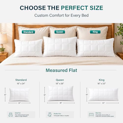 Nuzzle Pillow Standard Adjustable Neck Pillow,Soft Luxury Hotel Feel | Bed Pillows Standard with Adjustable Height & Firm Feel for Side, Back and Stomach Sleepers–Gift for Women & Men