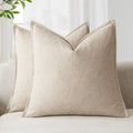 Foindtower Linen Solid Decorative Throw Pillow Covers 20x20 Natural Beige | Pack of 2 Boho Farmhouse Pillowcase,Accent Neutral Cushion Covers,Morden Home Decor for Chair Couch Sofa Bedroom Living Room