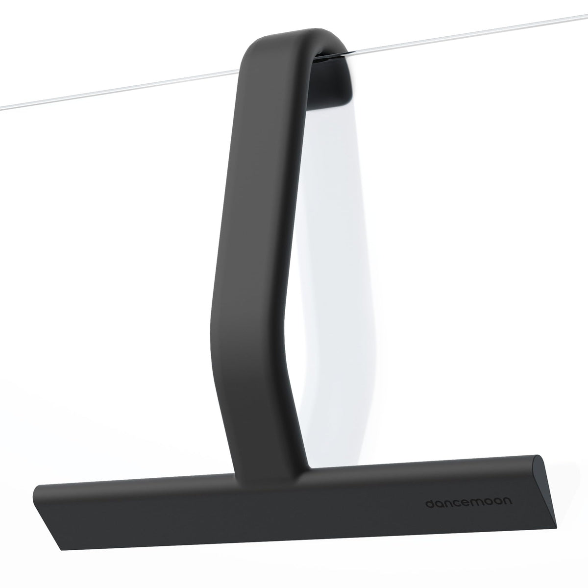 dancemoon JustHang Shower Squeegee with Built-in Hook, 25 cm, Black | Award-Winning Design, All-One-Piece Soft-Touch Silicone, for Shower Door, Bathroom, Window, Mirror, Tile Wall, Car
