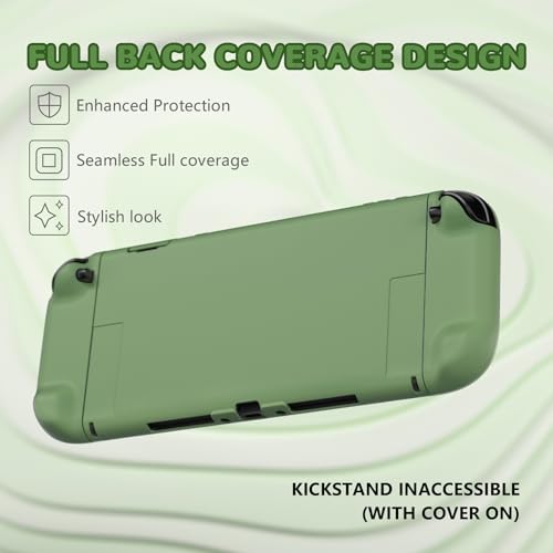 PlayVital Hard Case for Nintendo Switch 2 with Extra Stand & Thumb Grip Caps | Split Design, Dockable Protective Full-Body Shell Cover for Nintendo Switch 2 | Solid Color Series, Matcha Green