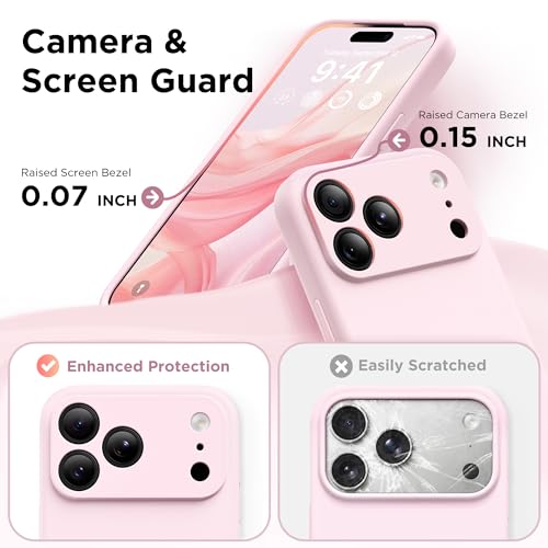 GolbinBox Magnetic for iPhone 18 Pro Case/17 Pro Case, Chalk Pink | Compatible with MagSafe, Camera Protection, Screen Protector, Silicone Shockproof Phone Case, Anti-Scratch Microfiber Lining