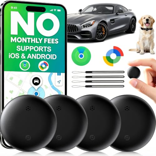 RGIMF GPS Tracker for Vehicles No Subscription, iOS & Android Dual System | Precise Location Car Tracker Tag, IP66 Bluetooth Tracker Device for Key, Luggage, Wallet, Kid and Pet (2-Pack)