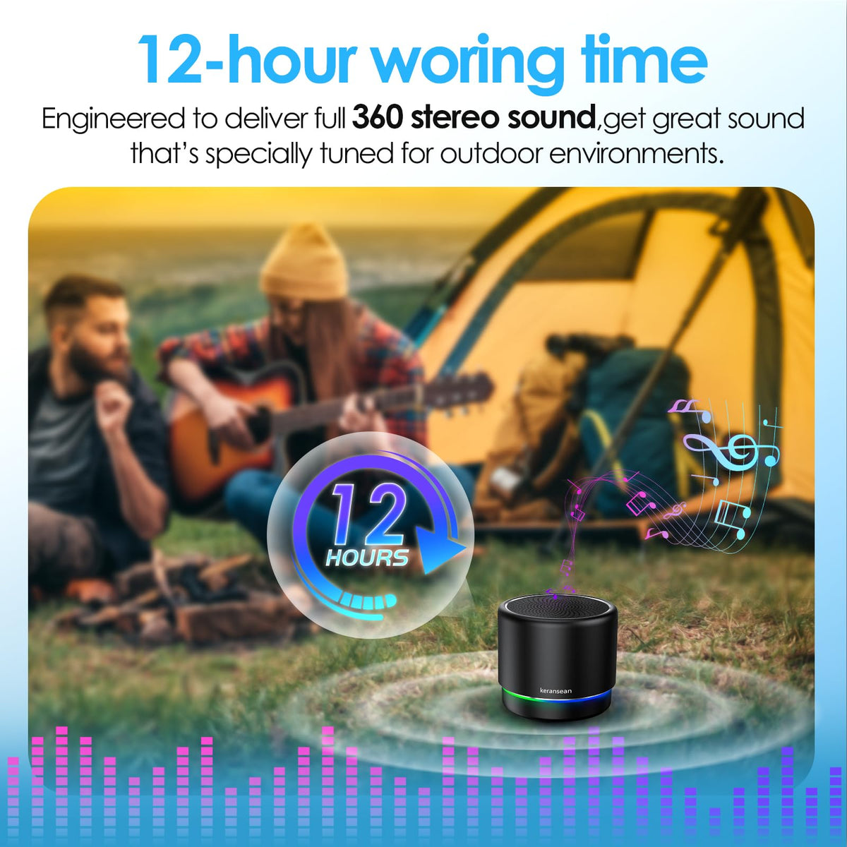 Portable Bluetooth Speaker 5.4, Mini Speaker with Noise Reduction Mic,Black