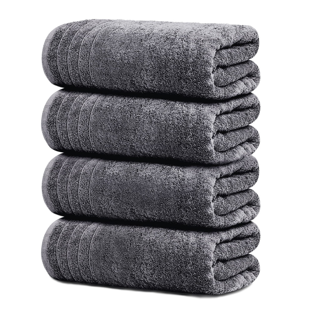 Tens Towels 4 Piece Extra Large Bath Towels 30 x 60 Inches, Dark Grey | 100% Cotton, Larger & Lighter Weight, Quicker to Dry, Super Soft and Absorbent, Perfect for Bathroom