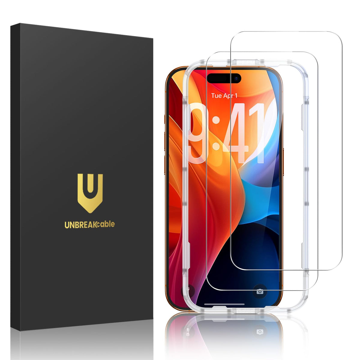 UNBREAKcable 2-Pack Screen Protector for iPhone 17 Pro Max Tempered Glass | Military Grade Shatterproof, 9H+ Hardness, 99.99% HD Clear, Bubble-Free, Easy Installation Frame, for iPhone 17 Pro Max