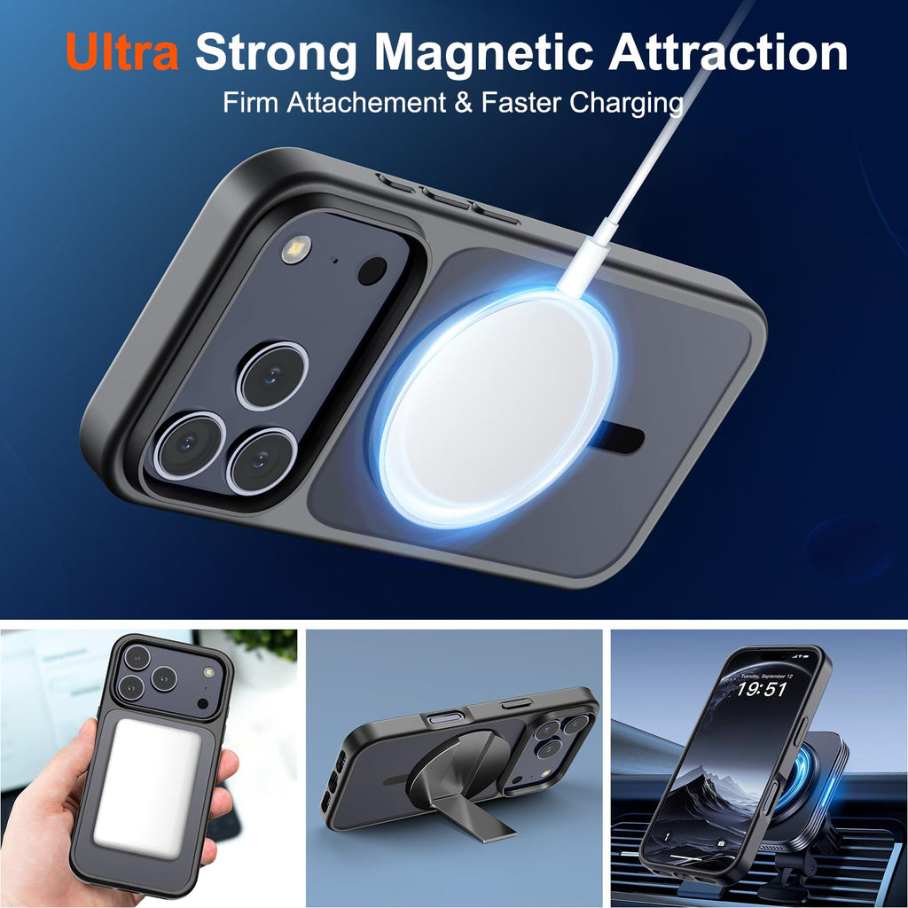 SUPFINE Magnetic for iPhone 18 Pro Max Case/17 Pro Max Case Black | With Screen Protector, Translucent Matte, Compatible with MagSafe, Military Grade Drop Proof, Rugged Shockproof Protective