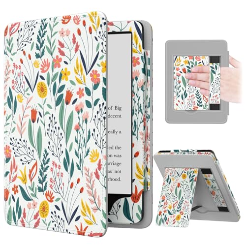 Moko Case for 7"/6.8" Kindle Paperwhite 12/11th Gen & Kindle Colorsoft for Signature Edition 2024, Slim PU Shell Cover with Auto-Wake/Sleep, Flowers