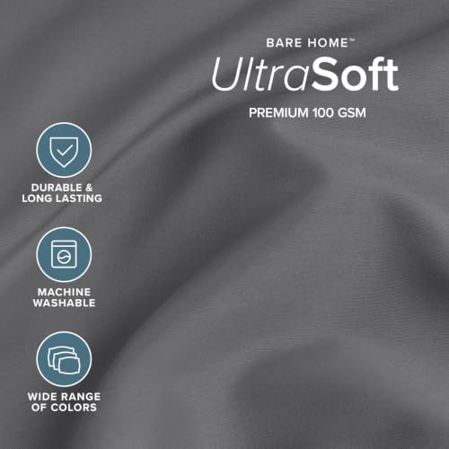 Bare Home Queen Sheet Set - 1800 Ultra-Soft (Queen, Grey) | Deep Pockets 6 to 15 Inches, Breathable, Hypoallergenic, Hotel Luxury, Easy Fit, Soft, All-Season