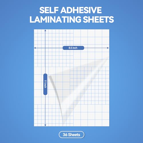 36 Sheets Transparent Laminate Sheets Self Adhesive Laminating Sheets | 8.5x11 inch Waterproof Cold Lamination Sheets Vinyl Overlay Film for Sticker Paper, Cricut Crafts, Photo -100% Clear