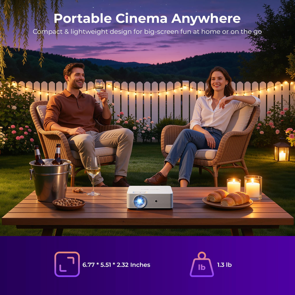 ELEPHAS Roku TV Smart Projector with Wi-Fi and Bluetooth | Built-in Roku TV, Works with Alexa & Google Home, Dolby Audio, Portable Mini Projector for Bedroom, Outdoor