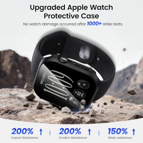 Tensea 3PCS for Apple Watch Screen Protector Case Series 12 46mm | iWatch Protective Face Cover for Women Men, Tempered Glass Film Hard Bumper for iPhone Watch 12 46 mm Accessories