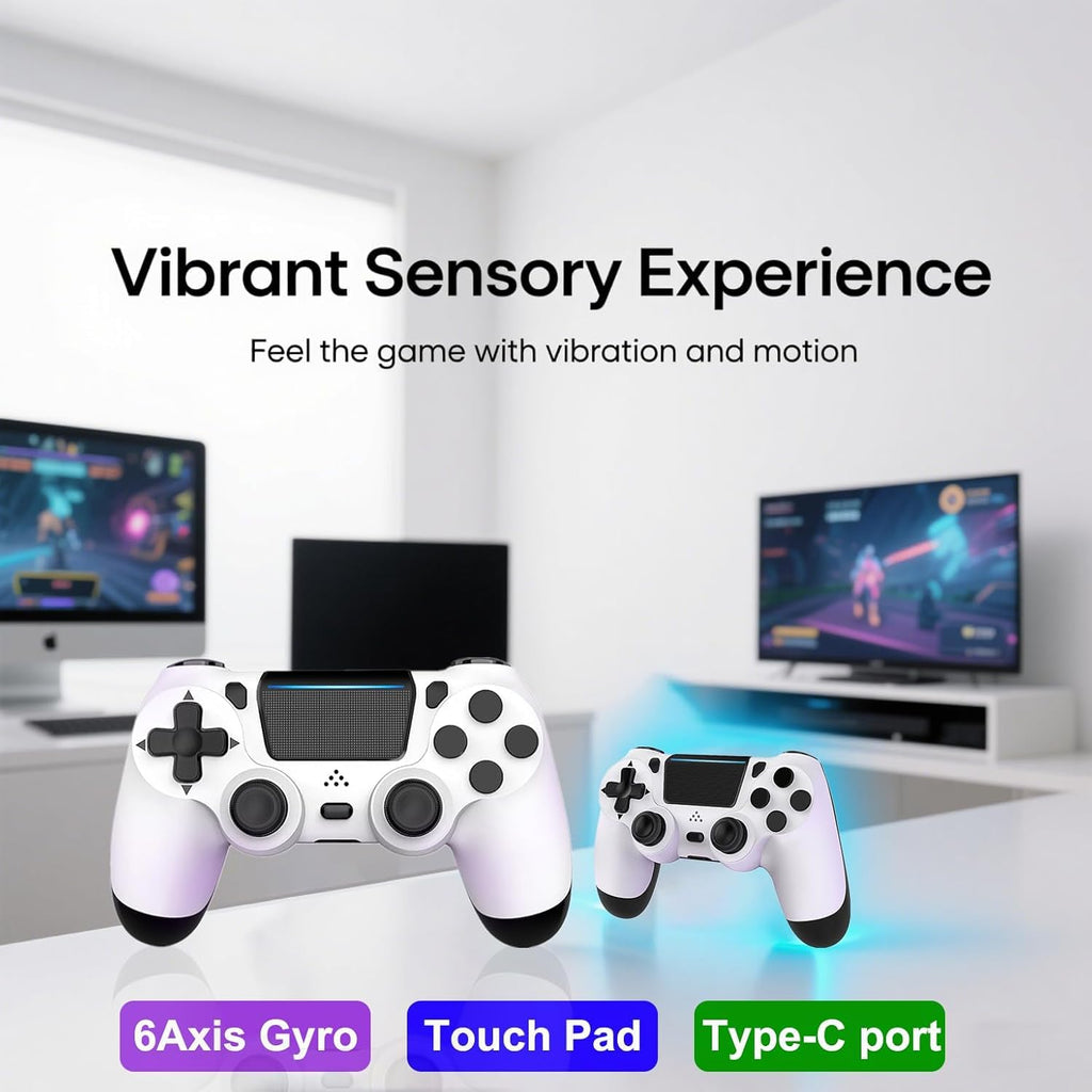 MOVONE Wireless Controller Dual Vibration Game Joystick Controller for Ps4 Controller/Slim/Pro,Compatible with PS4 Console (black)