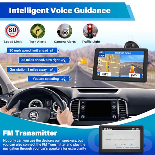 7" GPS Navigator for Car Truck RV, 2026 Maps, Touchscreen GPS for Car | 7" Car GPS with 2026 Maps Free Lifetime Updates, Speed Camera Alerts, Custom Truck Routing, Voice-Guided Turn Directions