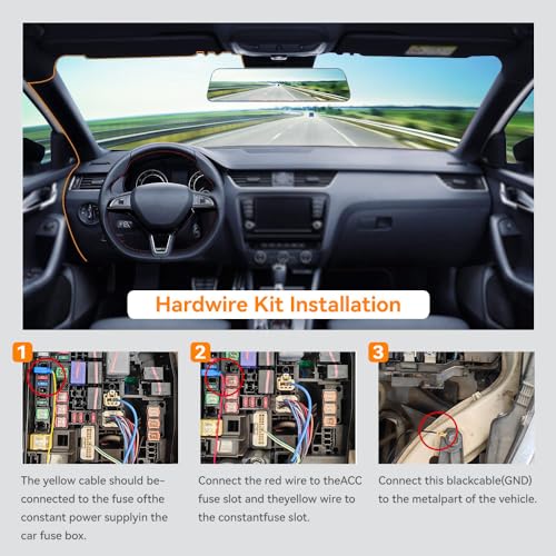 WOLFBOX 4A USB C Dash Cam Hardwire Kit 11.48ft Total, 24/7 Parking Monitor | For WOLFBOX 4A USB-C Dash Cams, Converting 12V-24V to 5V, Battery Drain Protection